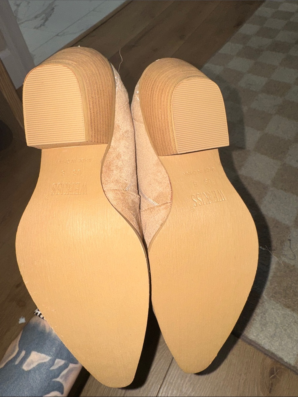 Embroidered Over-the-Knee Suede Boots in Tan - Picture 3 of 8